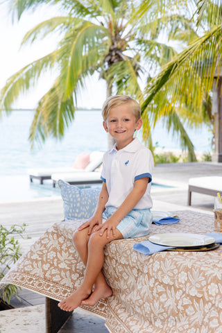 Prim & Proper Polo - Worth Avenue White with Wood Boat Blue