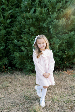 Chloe Ruffle Collar Dress with Embroidery - Wreaths