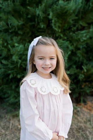 Chloe Ruffle Collar Dress with Embroidery - Wreaths