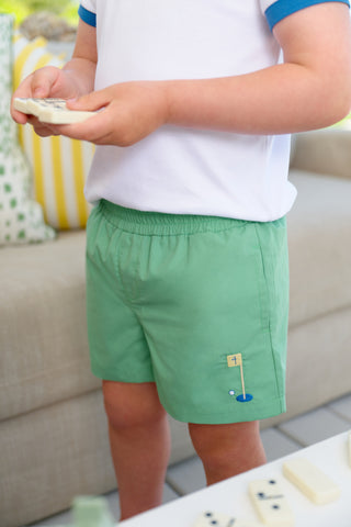 Sheffield Shorts (Twill) - Gibson Island Green with Golf Embroidery