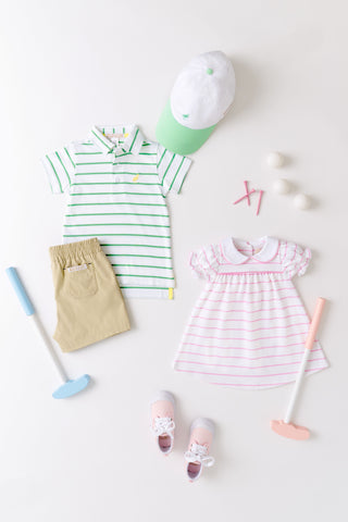 Prim & Proper Polo - Gibson Island Green Stripe
