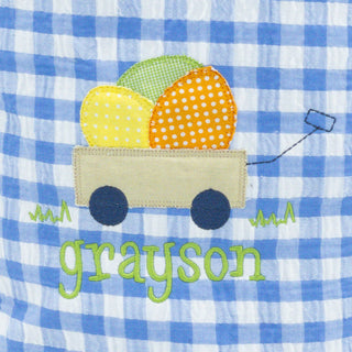 Egg Wagon Applique with Name Monogram Design