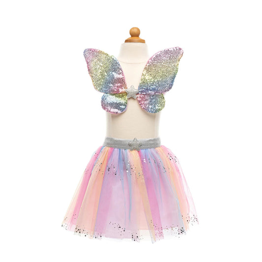 Rainbow Sequins Skirt, Wings, & Wand