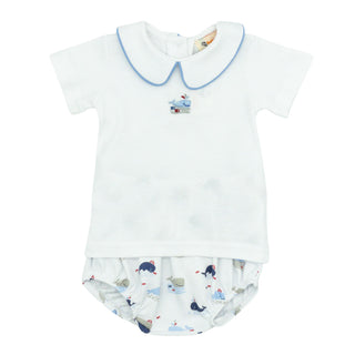 Embroidered Whale Diaper Shirt Set - FINAL SALE