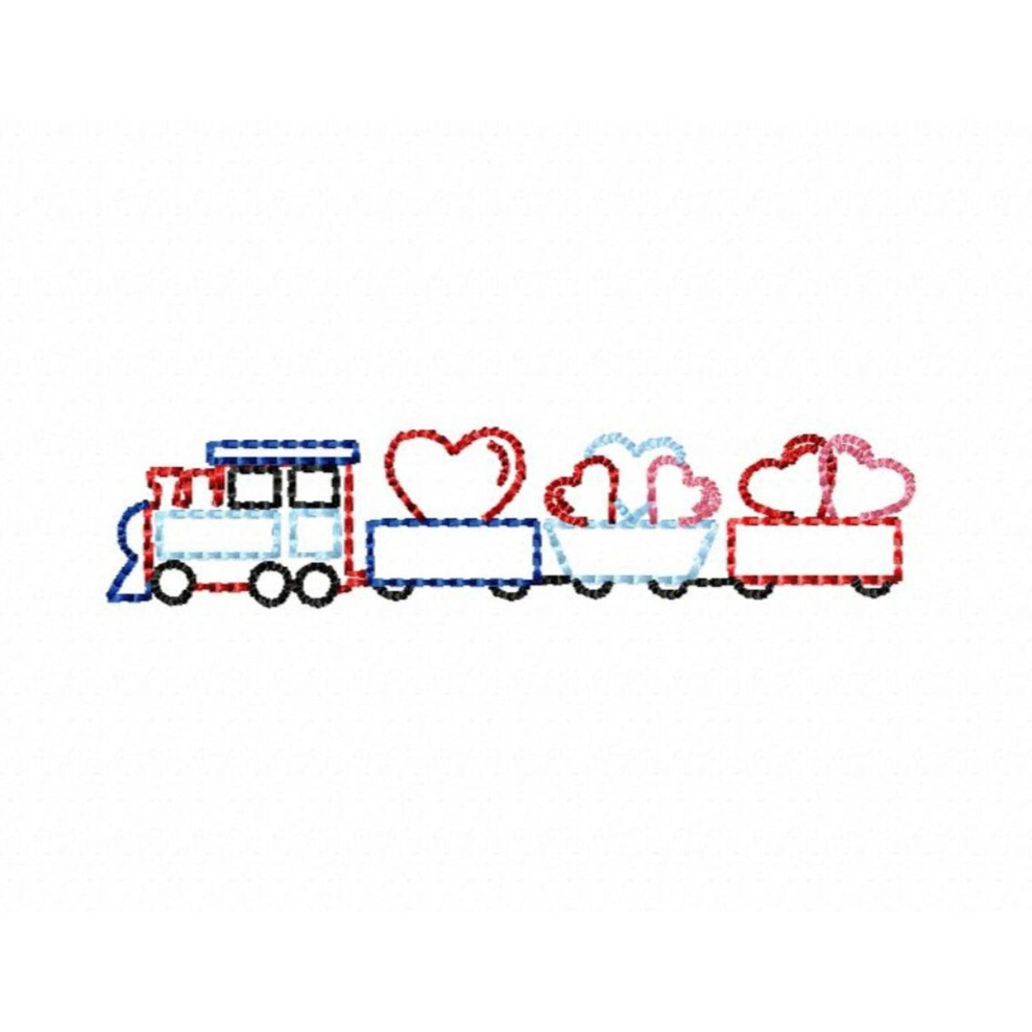 Valentine Heart Train Vintage Stitch Embroidery Design