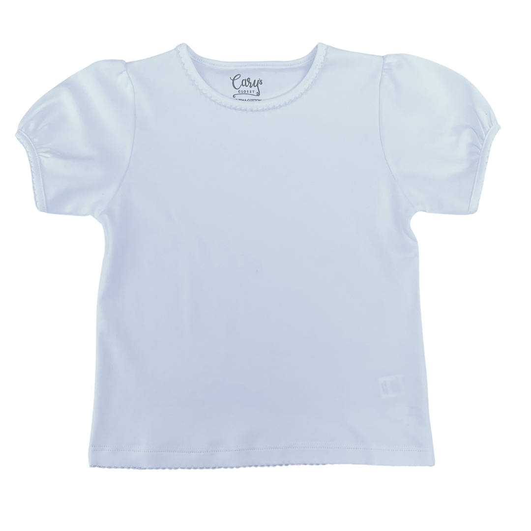 Girls Short Sleeve T-shirt with Picot Trim