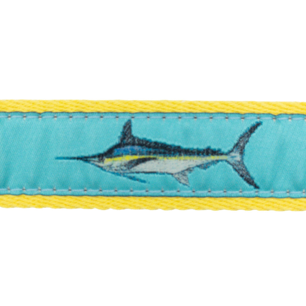 Embroidered Ribbon Belt - Marlin on Yellow | Preston Leather – Tiny ...