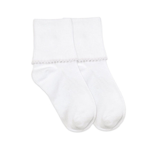 Smooth Toe Picot Edge Turn Cuff Socks
