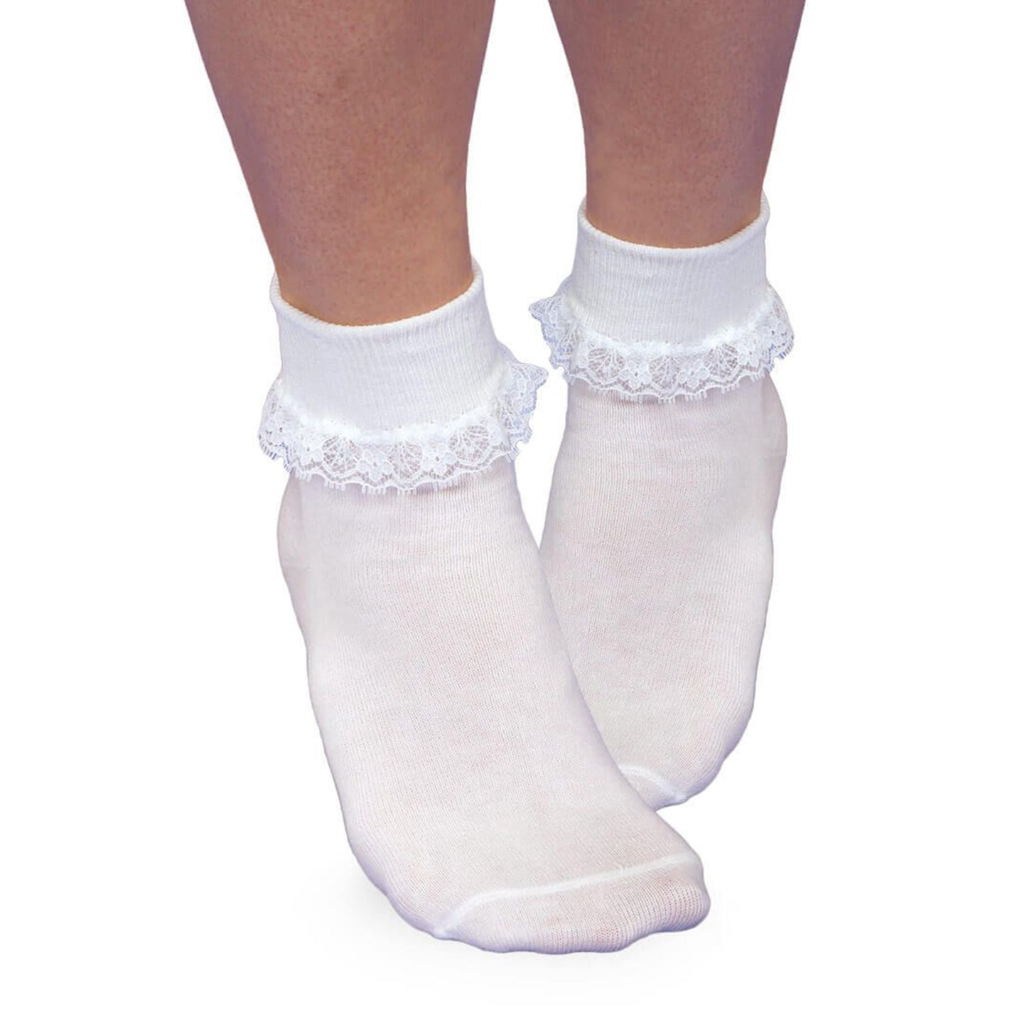 Smooth Toe Simplicity Lace Turn Cuff Socks