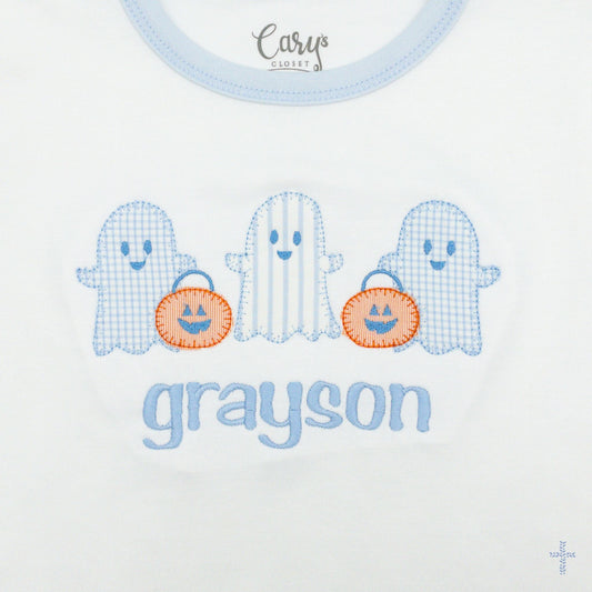 Ghost Trio with Pumpkins Applique Design
