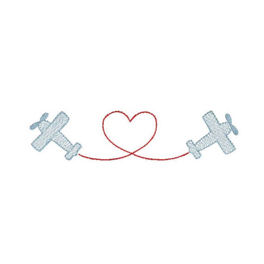 Valentine's Day Airplanes with Heart Sketch Design