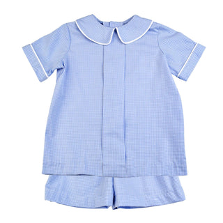 Pleated-front Gingham Shirt with Matching Shorts - FINAL SALE