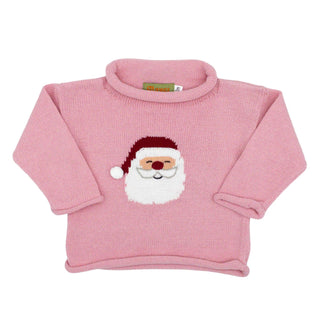 Girls Santa Face Rollneck Intarsia Sweater