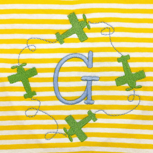 Monogram Applique Boys T-Shirt with Multiple Mini Embroidery