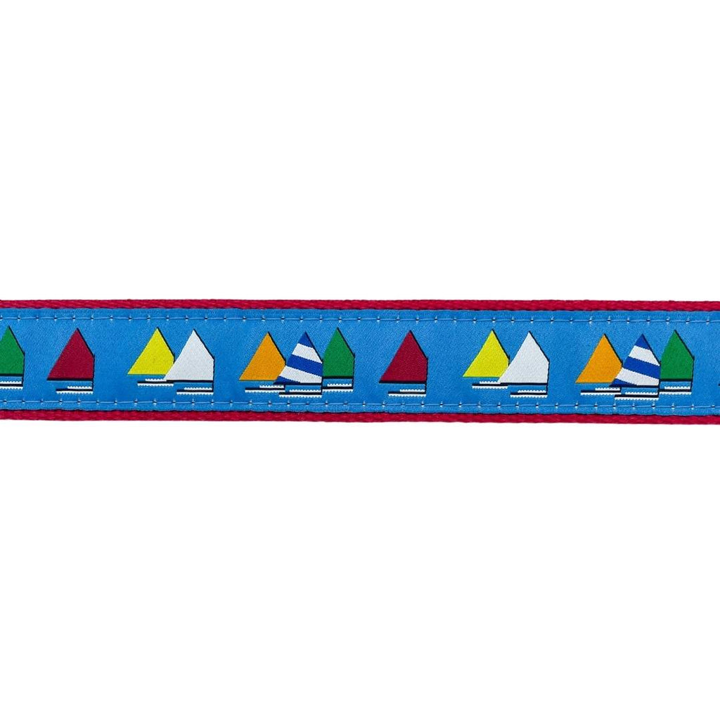 Embroidered Ribbon Belt - Fleet on Red | Preston Leather – Tiny Town Inc
