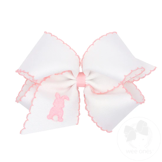 Grosgrain Moonstitch Embroidered Hair Bow - Easter