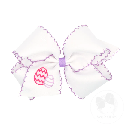 Grosgrain Moonstitch Embroidered Hair Bow - Easter