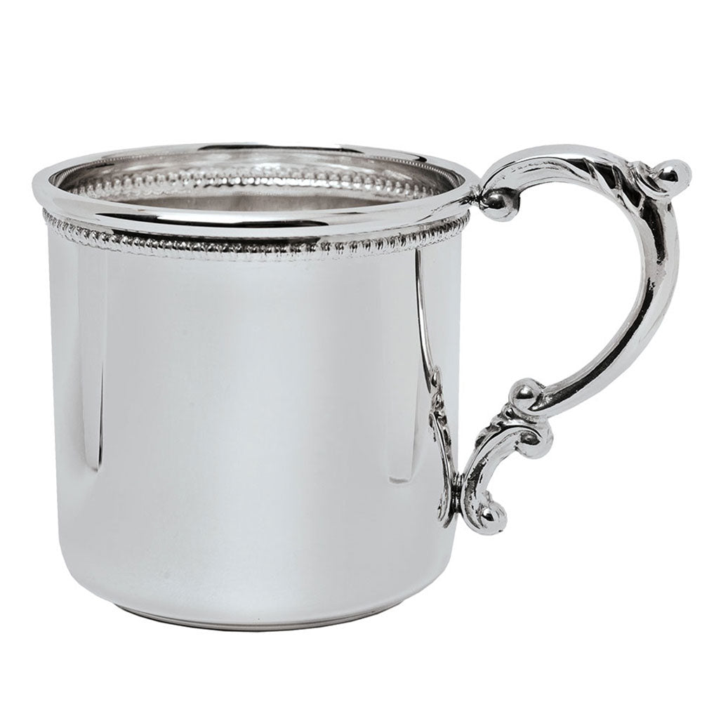 Silver Scroll Handle Baby Cup with Bead