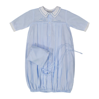 Train Pleated Take Me Home Gown with Hat